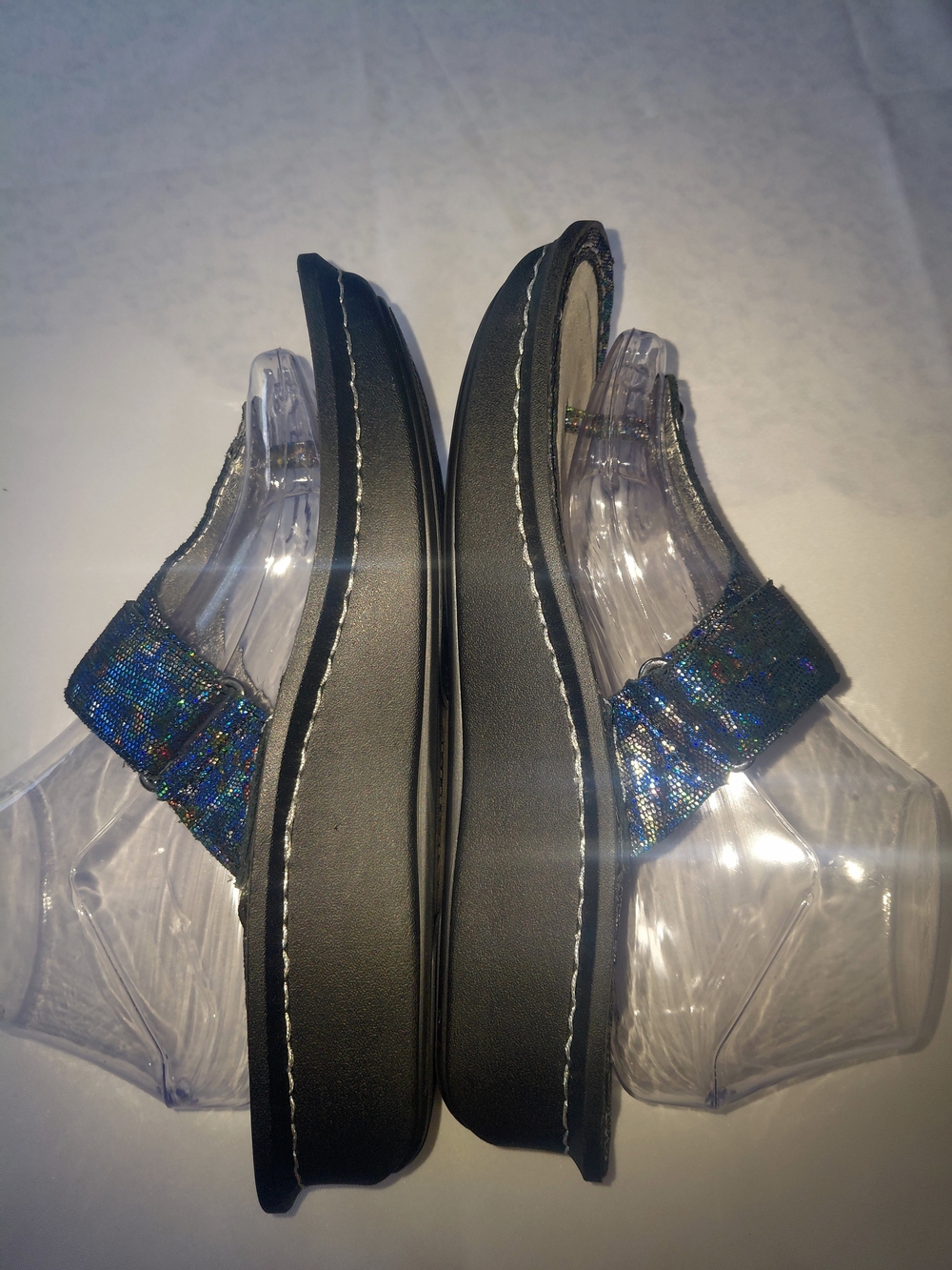 EUC Sz EU 39. Sz 9 US Alegria Thong Iridescent T-Strap Sandals - Blue Shimmer - Picture 4 of 11